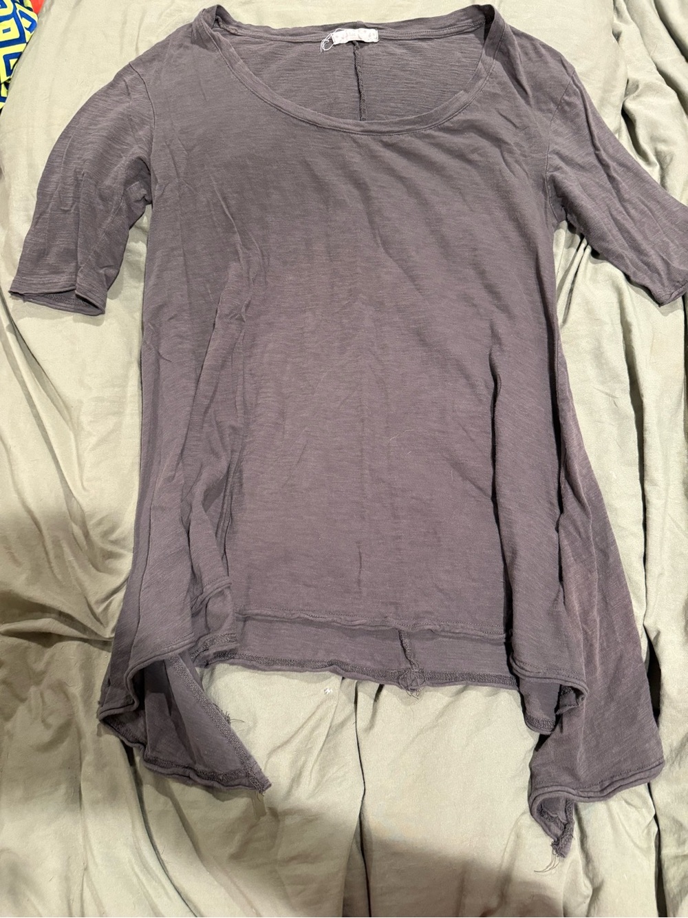 Women's Washed Grey Scoop Neck Tunic Top